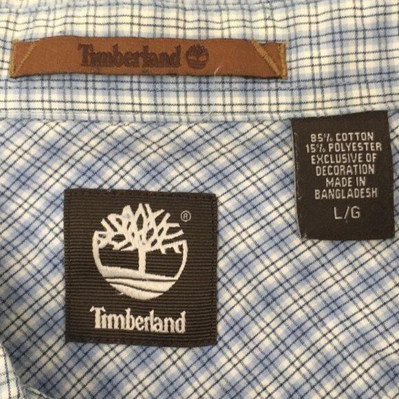 Timberland Blue and White Plaid Shirt Size Large - Picture 6 of 8